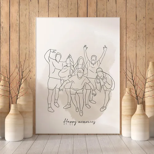 Vista 6 de NAZENTI Retrato de dibujo de una línea, retrato de pareja personalizado, regalos de pareja, lienzo personalizado, póster de retrato personalizado