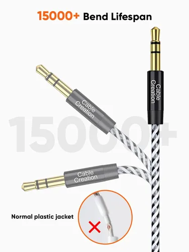 Vista 7 de Cable de extensión de audio de 3.5 mm, CableCreation Cable de audio estéreo de 3.5 mm macho a hembra con conector chapado en oro, 1.5 pies