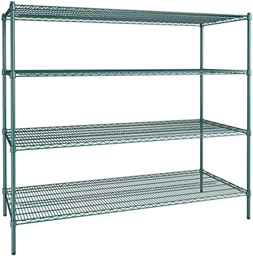 Vista 233 de Kit de 4 estantes de epoxi verde NSF de 21 x 72 pulgadas con postes de 86 pulgadas, estantería de almacenamiento resistente, kit de estantería