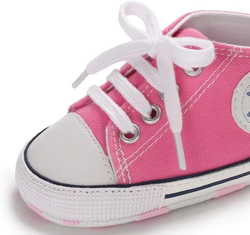 Vista 3 de KIDSUN - Zapatos deportivos unisex de caña alta para bebés mezclilla de lona suela antideslizante suaves para los primeros pasos