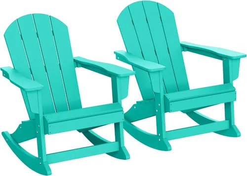 Vista 79 de WestinTrends Silla mecedora Malibu de poliéster para exterior/patio Adirondack, Negra