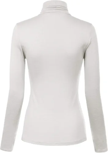 Vista 39 de MixMatchy Camisetas de manga larga delgadas y ligeras para mujer, cuello alto, capa base, camisetas activas