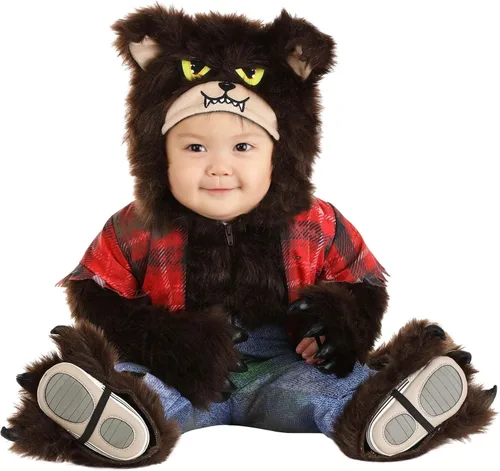Vista 3 de Disfraz de hombre lobo marrón infantil
