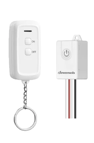 Vista 8 de DEWENWILS - Kit de interruptor inalámbrico de luz y receptor, sin necesidad de cableado en la pared, interruptor de control remoto para luminarias