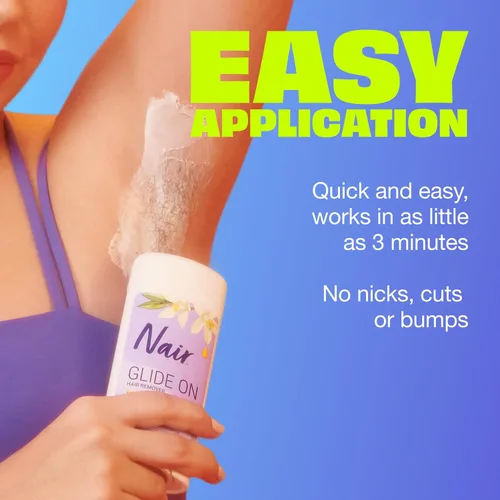 Vista 8 de Nair Glide On - Crema depilatoria para brazos, piernas y bikini, crema depilatoria, barra de 3.3 onzas