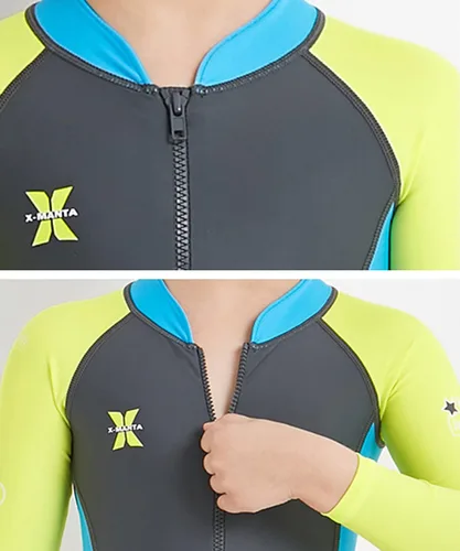 Vista 7 de LUCKYLUAN Traje de baño de cuerpo completo para niños y niñas, bloque de color, de una pieza, UPF 50, manga larga, protección contra erupciones