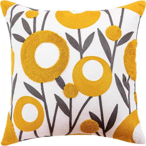 Vista 19 de vctops Funda de almohada decorativa de lino con bordado floral bohemio para sofá, cama (margarita, 18 x 18 pulgadas)