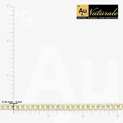Vista 4 de Au Naturale Collar de cadena pavé de oro amarillo de 14 quilates de 0.157in para hombres y mujeres (20 o 24 pulgadas), Oro, No es una piedra preciosa