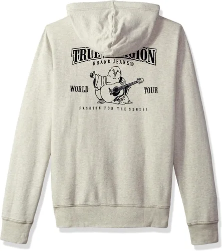 Vista 3 de True Religion - Sudadera con capucha y cremallera con logotipo de Buda para hombre