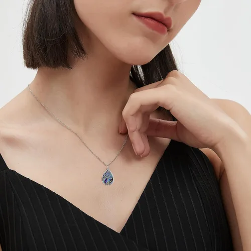 Vista 63 de Collar con colgante de urna de cenizas de cremación y árbol de la vida para mujer, plata de ley US1