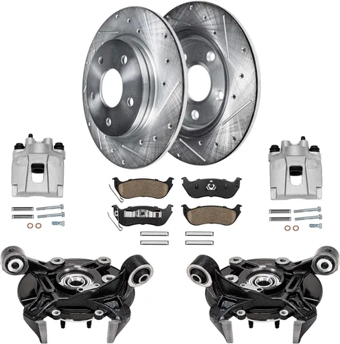 Vista 72 de Detroit Axle - Rotores de freno para Ford 2013-2019 Explorer Taurus Flex Lincoln MKT MKS, rotores de freno de disco ranurados perforados de repuesto