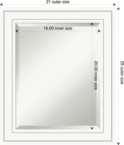 Vista 4 de Amanti Art - Espejo de baño blanco para sobre lavabo, espejo de tocador rectangular blanco de 25x21, marco de madera pequeño y casual, se cuelga