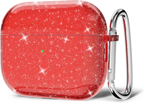 Vista 48 de Svanove Funda para Airpods Transparente con Purpurina, Funda Brillante y Bonita para Airpods de 1ª y 2ª Generación con Llavero, Carcasa Rígida