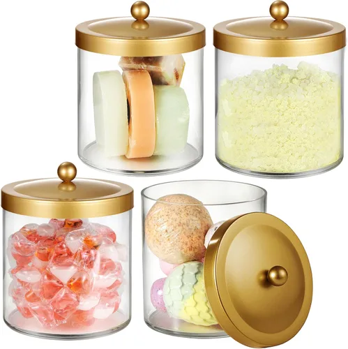 Vista 18 de SheeChung Tarro de Boticario Premium - Recipiente Contenedor Grande de Plástico Transparente de 50 Oz. con Tapa de Acero Inoxidable a Prueba