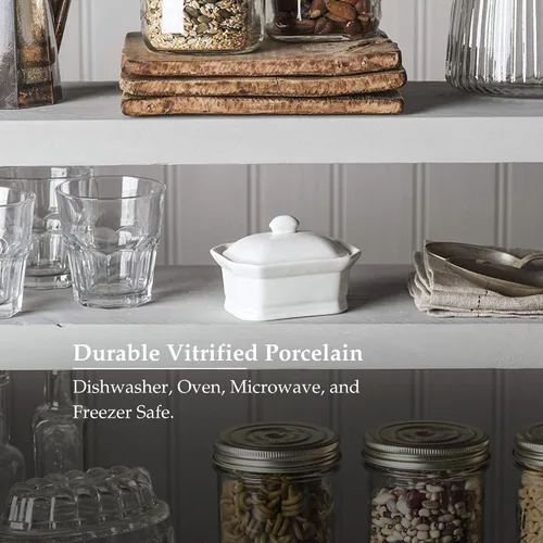 Vista 5 de WM Bartleet & Sons 1750 Plato de mantequilla/terrina con tapa, porcelana, color blanco