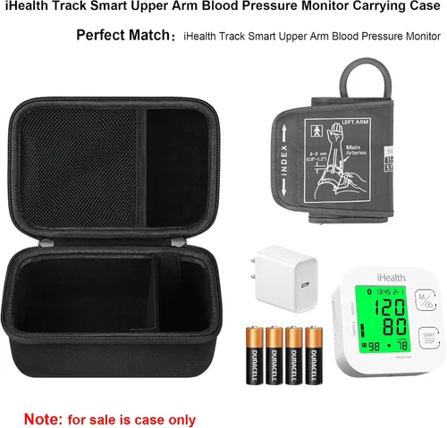 Vista 2 de Elonbo Funda de transporte para iHealth Track Smart Monitor de presión arterial en la parte superior del brazo, monitor de presión arterial Negro