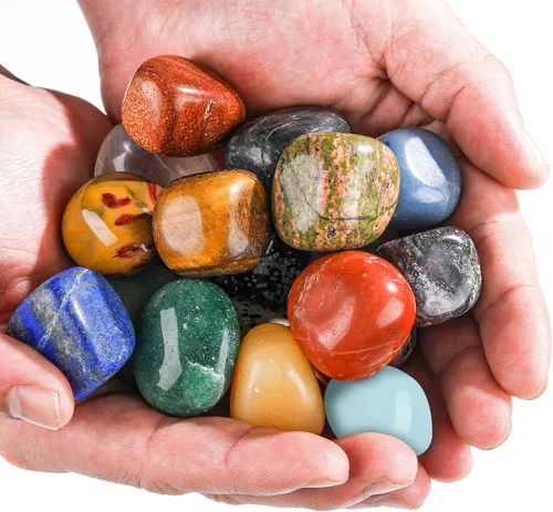 Vista 2 de Piedras pulidas y cristales a granel, 20 piezas de 1/2 a 1 pulgada de tamaño aleatorio surtido de piedras preciosas pulidas naturales pulidas
