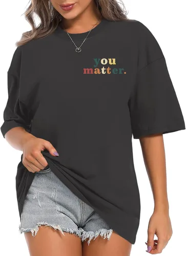 Vista 2 de Camiseta con texto en inglés "You Matter to The Person Behind Me", camiseta de concientización sobre la salud mental para mujer, camisetas gráficas