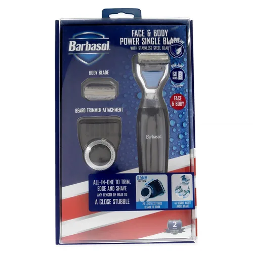 Vista 4 de Barbasol Afeitadora eléctrica recargable de una sola hoja húmeda y seca con cuchillas de acero inoxidable y accesorio ajustable para recortadora
