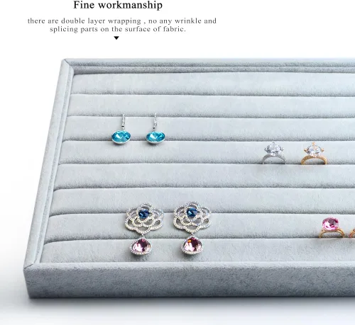 Vista 3 de Oirlv - Bandejas de terciopelo apilables para joyas, organizador de joyas, bandejas de almacenamiento