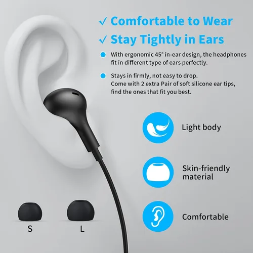 Vista 5 de APETOO Auriculares USB C para Samsung Galaxy S24 Ultra S23 FE S22 S21 A55 A54 A53 Auriculares magnéticos con cable con cancelación de ruido