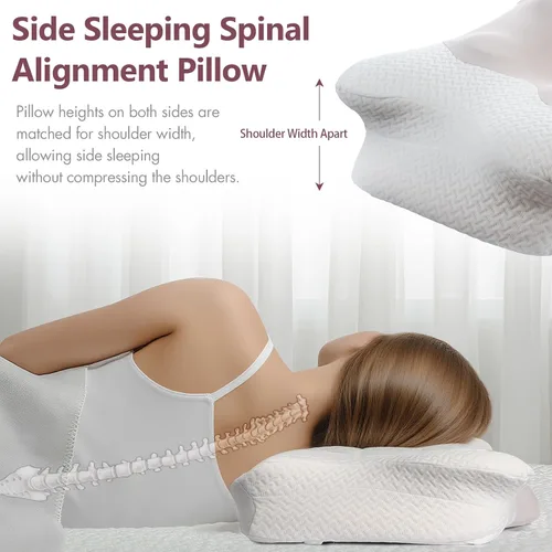 Vista 10 de Almohada cervical cervical para dormir, almohada ergonómica ajustable, almohada de contorno de cuello para dormir lateral para adultos, almohada