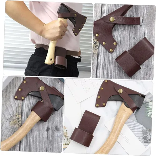 Vista 5 de YARNOW 4 Conjuntos de accesorios de camping camping hacha funda de cuero hacha manga hacha cubierta de hacha al aire libre cubierta de hacha