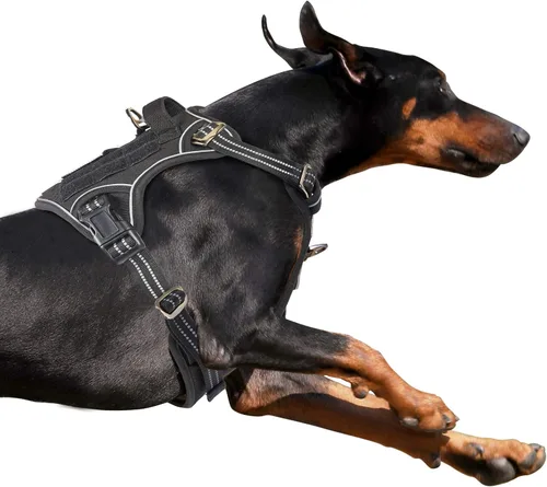Vista 36 de BUMBIN Arnés táctico para perros pequeños sin tirones, famoso arnés de TIK TOK sin tirones para cachorros, arnés reflectante inteligente para Negro