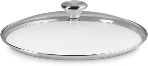 Vista 5 de Le Creuset Tapa de cristal de la firma con perilla de acero inoxidable, 8 pulgadas