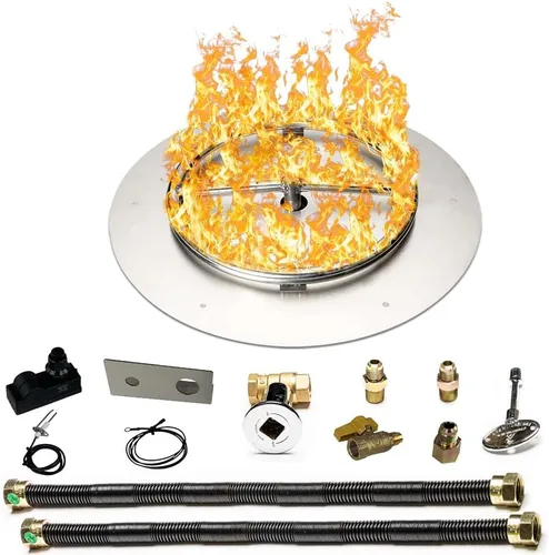 Vista 22 de Kit de sartén y anillo de acero inoxidable para quemador de hoguera, con encendido por chispa para fogatas de propano líquido, sartén de 18