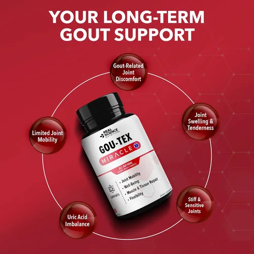 Vista 3 de Real Science Gou-Tex - Suplementos naturales para la gota y apoyo del ácido úrico para movilidad y flexibilidad, incluye Vinitrox y GABA
