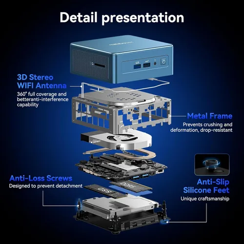 Vista 7 de GEEKOM (2026 Nuevo negocio 24/7 estable IT12 Mini PC con Intel i3-12300HE Industrial Mini Computer(3-Year Coverage) ,16GB RAM/512GB SSD