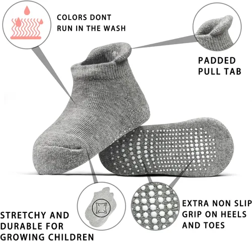 Vista 2 de Tphon Non Slip Toddler Socks 12 Pairs Infant Baby Kids Grip Socks for Boy Girls Anti Skid Ankle Socks for 0-7 Year Children