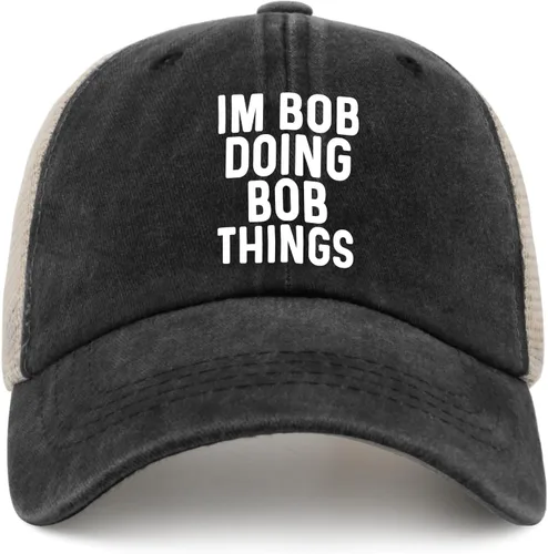 Vista 29 de Im Bob Doing Bob Things - Sombrero de camionero para hombre, sombrero de malla vintage para verano