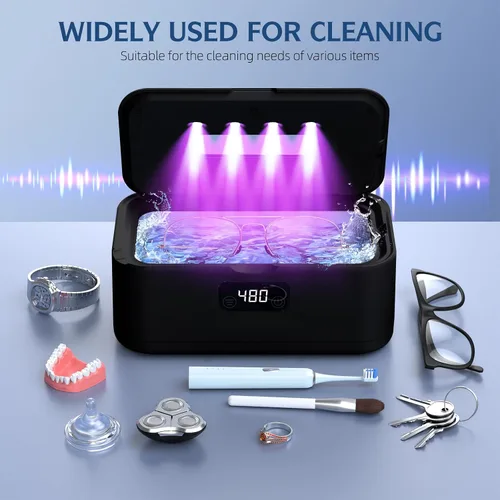 Vista 5 de Limpiador ultrasónico de joyas, limpiador de joyas de 50 Khz, máquina ultrasónica para joyas, anteojos, anillos, correa de reloj, dentaduras, tanque