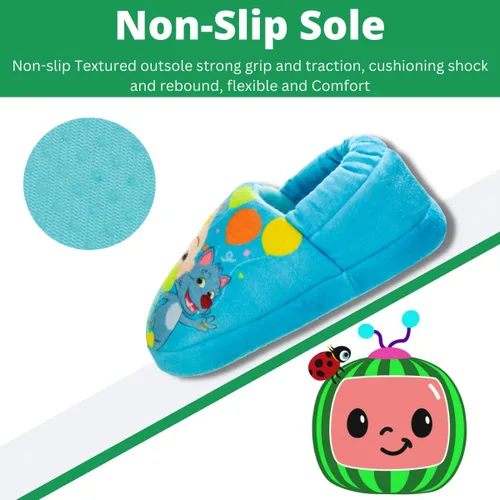 Vista 4 de Josmo Cocomelon - Pantuflas para niños y niñas, zapatos de casa para niños y niñas, pantuflas de felpa cálidas, zapatos de cocomelon (bebéniño)