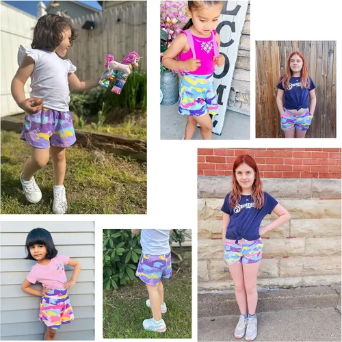 Vista 2 de BIG ELEPHANT Girls Athletic Shorts with Pockets, Basketball Soccer Running Cheer Gym Active Short for Youth Kids 4-14 Years