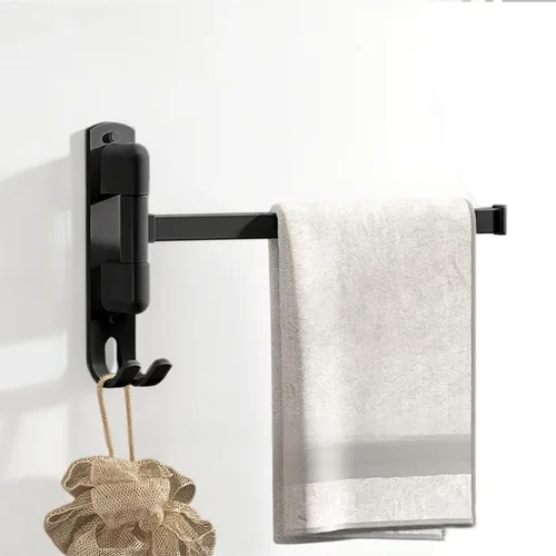 Vista 10 de Toalleros giratorios para baño/cocina, montado en la pared, sin taladro, toallero resistente con barra múltiple, barra de toalla de acero inoxidable