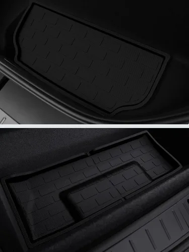 Vista 4 de BASENOR Alfombrillas para Tesla Model X de 6 plazas, protección para todo tipo de clima, tapetes XPE antideslizantes para maletero, forro de carga