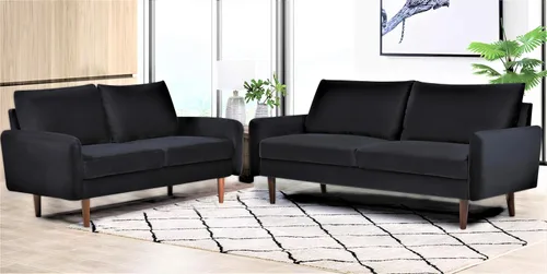 Vista 3 de Container Furniture Direct Kent - Juego de sofá de 2 piezas para salas de estar modernas y espacios compactos, muebles de estudio con diseño Negro
