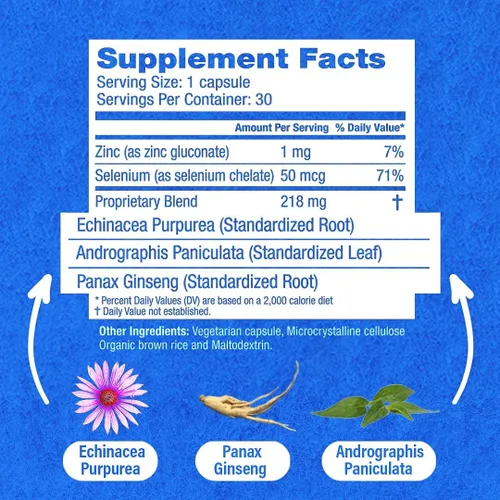 Vista 5 de HybridCR - Suplemento de inmunidad rápida Zinc, equinácea, andrographis, ginseng, selenio, sin gluten y sin OMG Suplemento de apoyo inmunológico