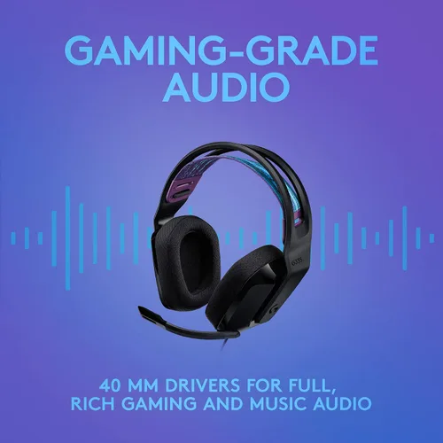 Vista 10 de Logitech G335 - Auriculares con cable para videojuegos, micrófono abatible, conector de audio de 3.5 mm, almohadillas de espuma viscoelástica