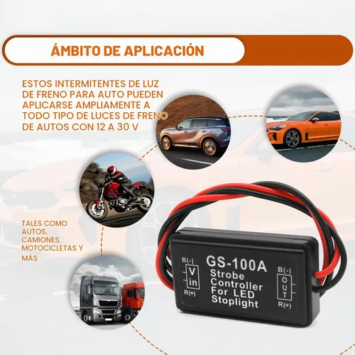 Vista 6 de 2 luces de freno estroboscópicas de 12 a 30 V, módulo de flash LED, controlador estroboscópico de flash para luz de freno, luz de freno trasera