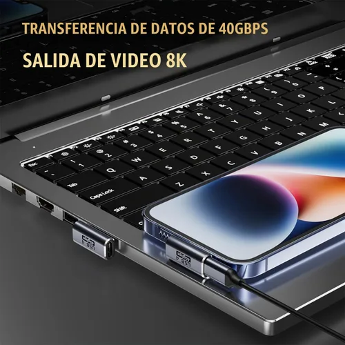 Vista 7 de BERLAT Adaptador USB C de 90 grados, USB C de ángulo recto de 240 W macho a hembra adaptador extensor para Steam Deck, ROG Ally, MacBook, tableta