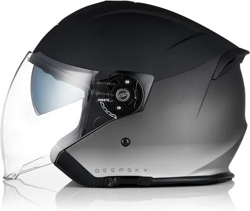 Vista 2 de ORIGINE Casco de motocicleta de cara abierta 3/4 con doble visera para scooters, aprobado por DOT