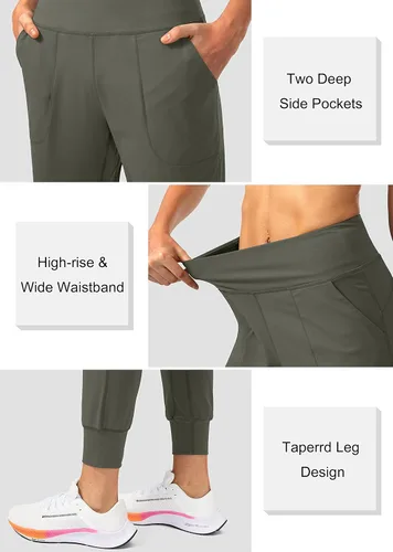 Vista 4 de Soothfeel Pantalones deportivos para mujer, con bolsillos de cremallera y pretina alta, para entrenamiento y yoga