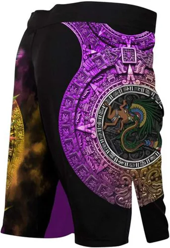 Vista 2 de Pantalones cortos para hombre Quetzalcoatl Aztec MMA Negro