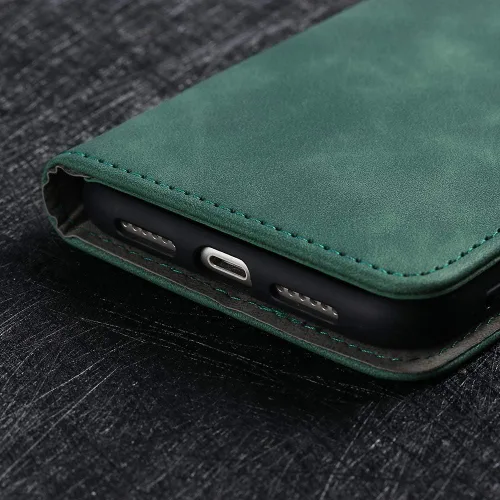 Vista 5 de Compatible con Redmi A1 4G Flip Wallet Cover Cover Compatible con Redmi A1 Plus 4G Kickstand Cierre Magnético Negro