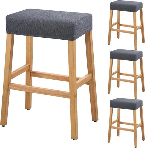 Vista 51 de YISUN Fundas de taburete rectangulares, paquete de 2 fundas elásticas impermeables para asiento de silla de montar, taburetes de bar, sillas de bar