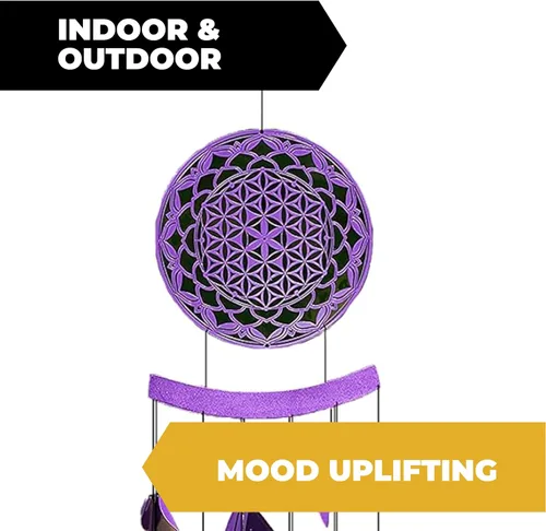 Vista 4 de VP Home Campanillas de viento de mandala brillante de 42 pulgadas para exteriores, carillones de viento de mandala brillante únicos, decoración al